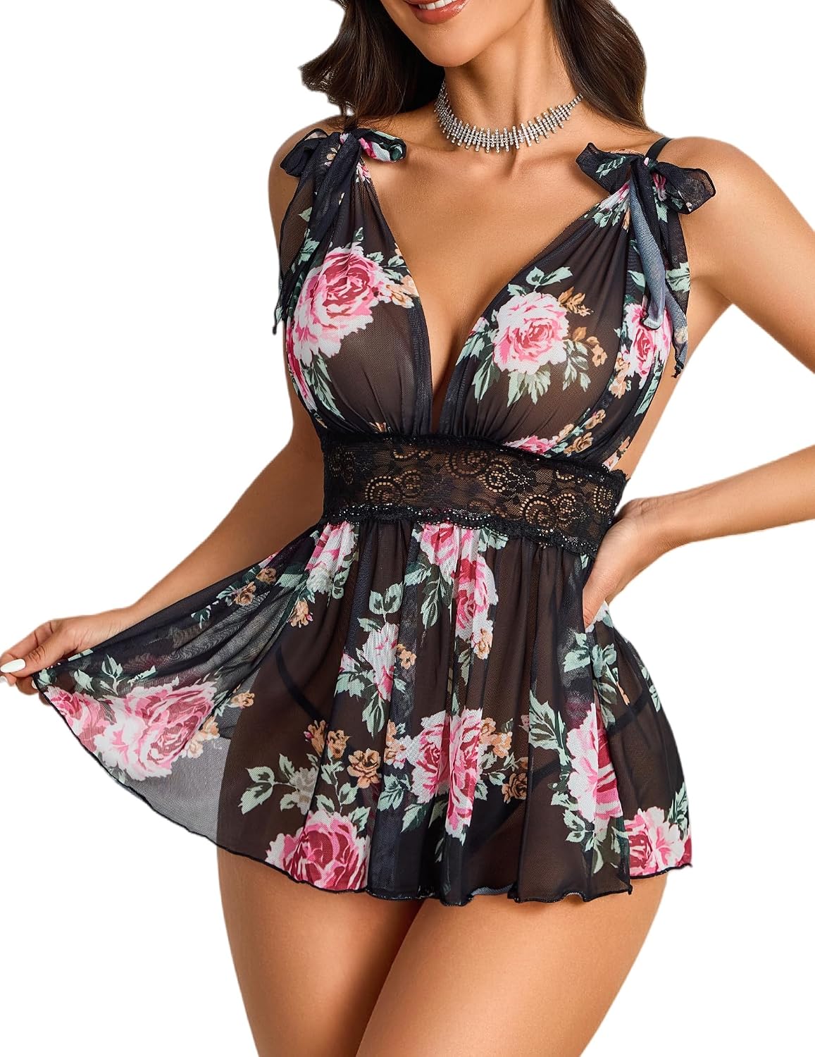 ADOME Sheer Lace Babydoll Lingerie Set — image 9