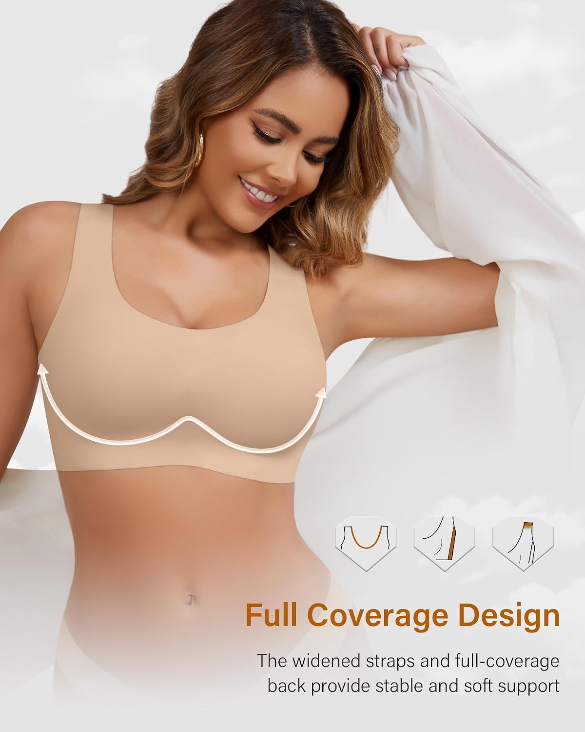DEANGELMON Women's Seamless Wireless Full Coverage Bra — image 4