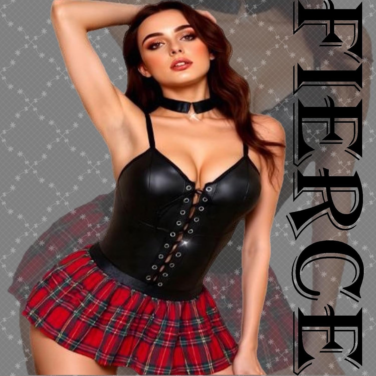 Bigary Leather Lace-Up Bustier Skirt Set — image 6