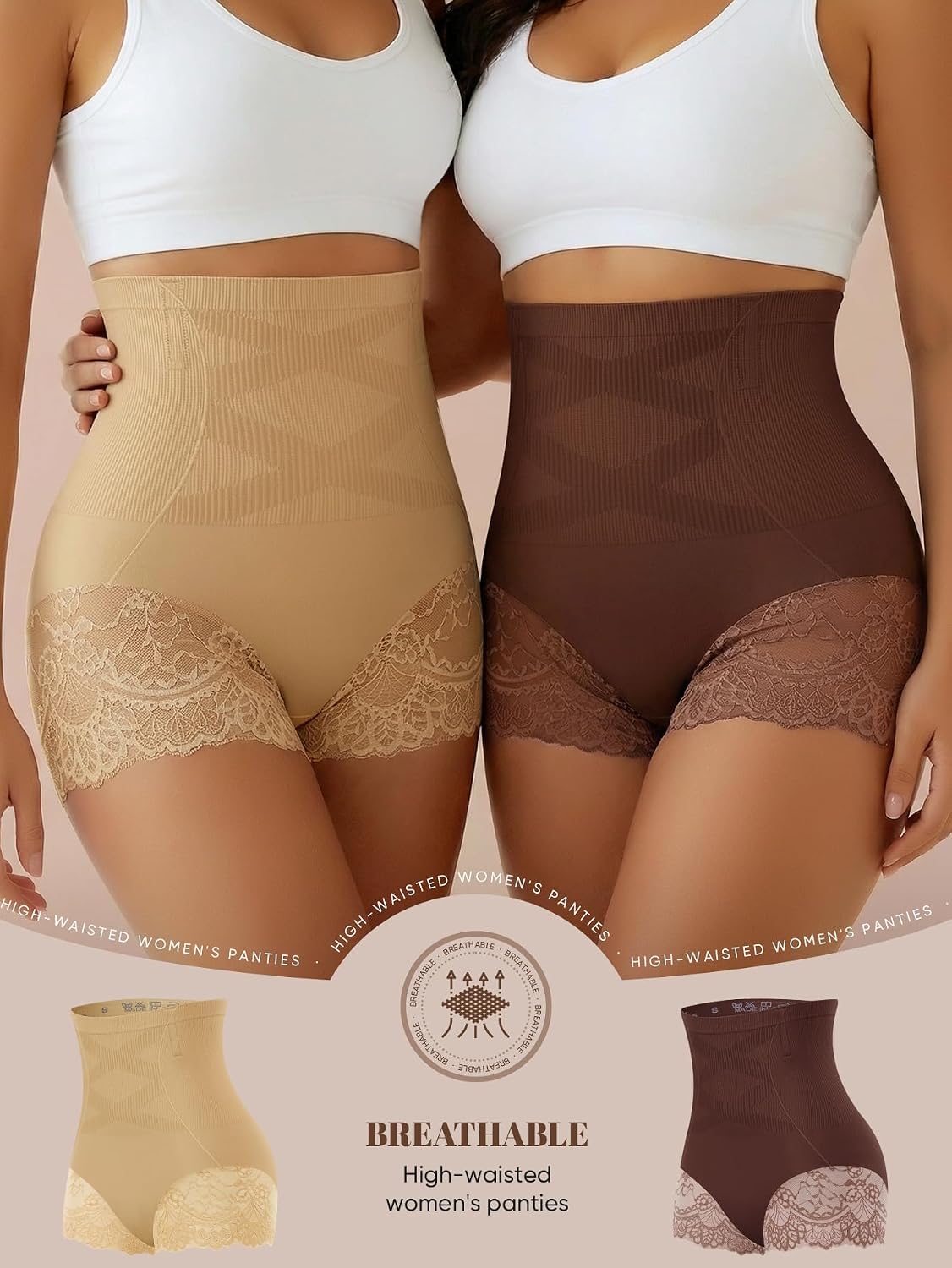 MIOTAN Women's High Waisted Lace Briefs 4 Pack — image 2