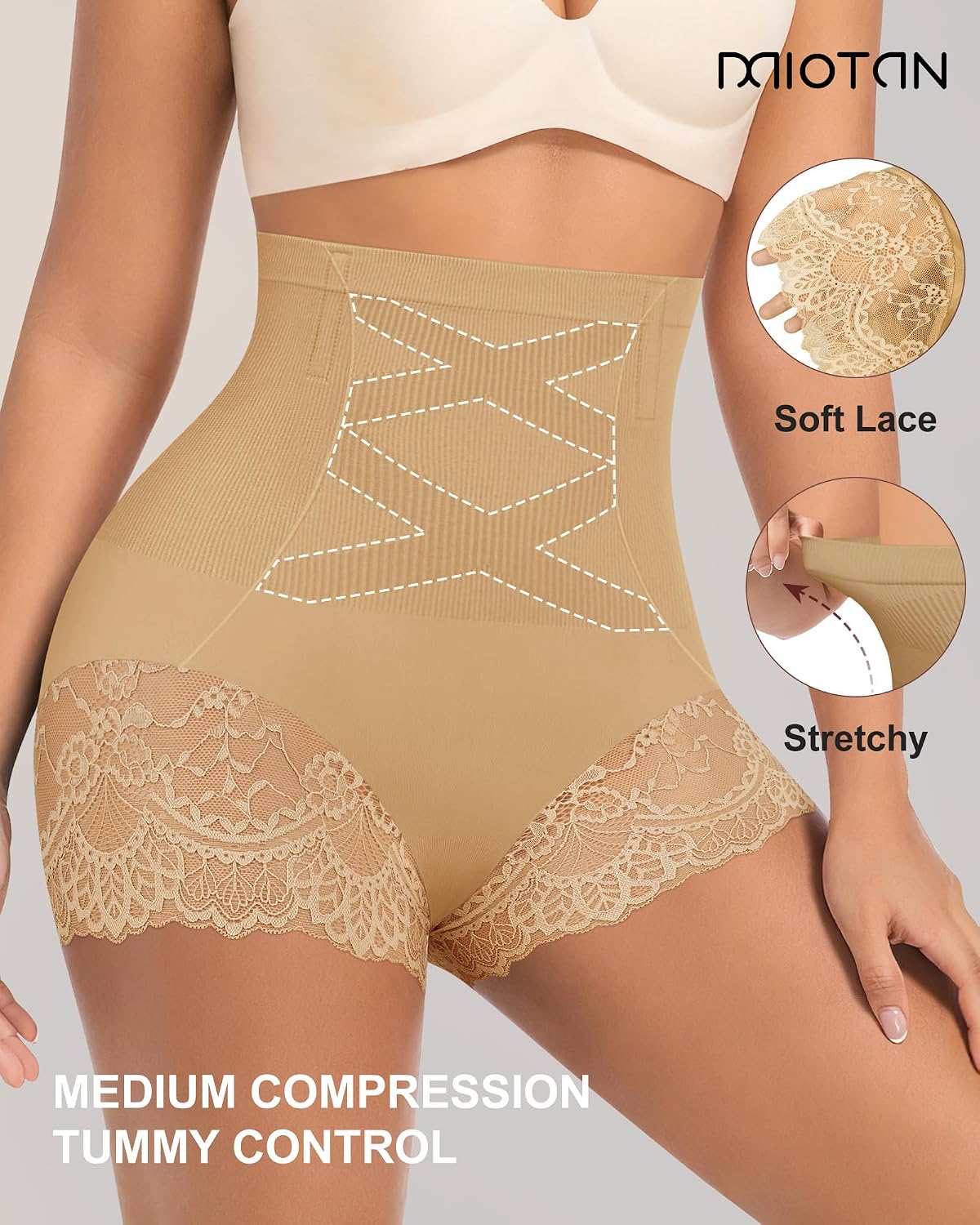 MIOTAN Women's High Waisted Lace Briefs 4 Pack — image 4