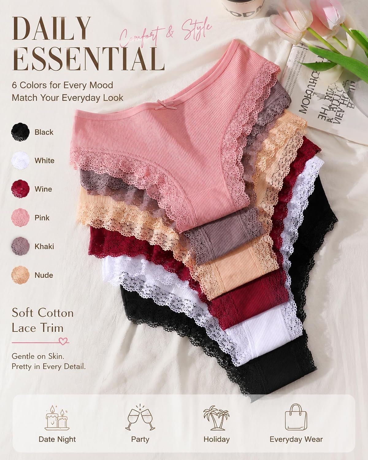 ALL OF ME Cotton Criss Cross Cheeky Bikini 6 Pack — image 6