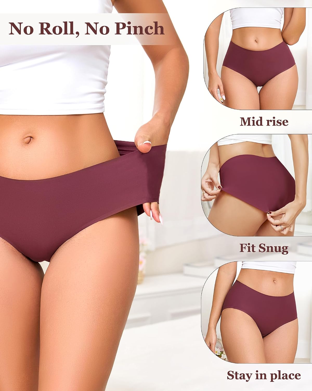 FINETOO 6-Pack Seamless No Show Hipster Panties — image 5