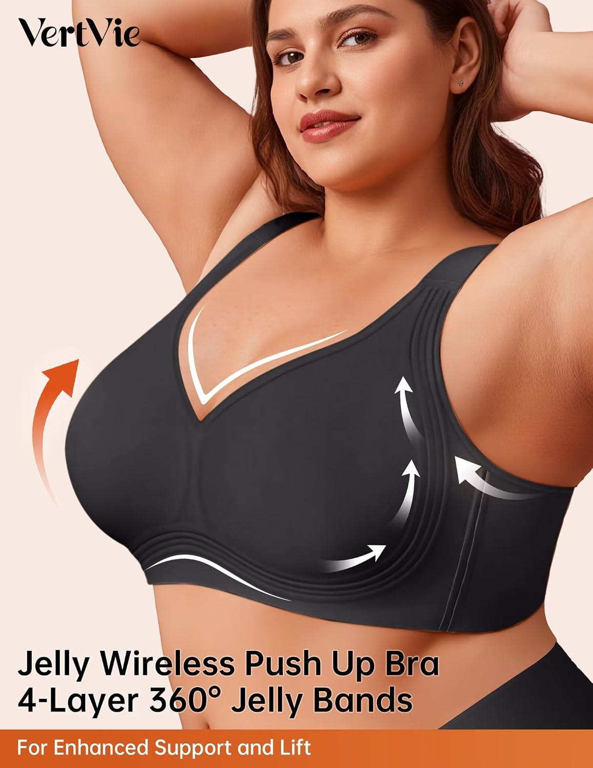 Vertvie plus minimizer jelly bra, knit and strap detail