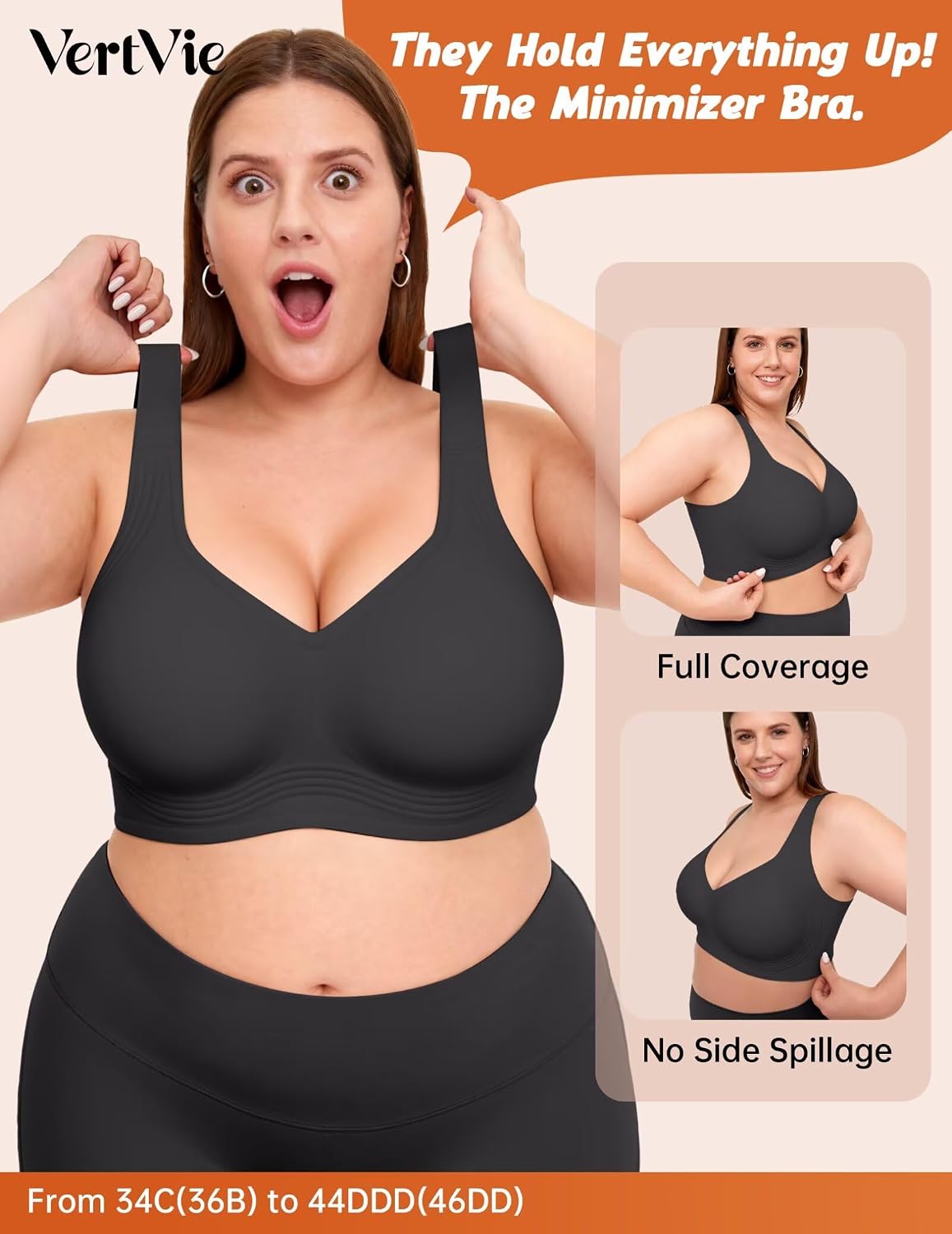 Vertvie Jelly Wireless Minimizer Bra for Plus Size Women — image 3
