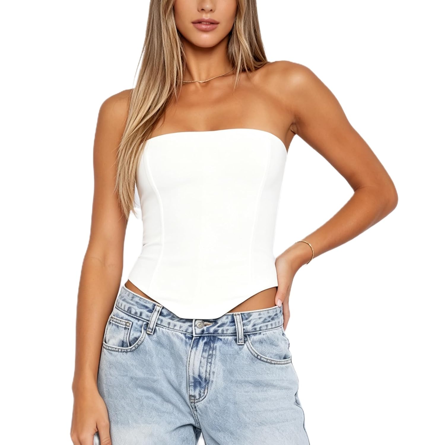 SOOKABEILA White Lace Up Corset Top — image 2