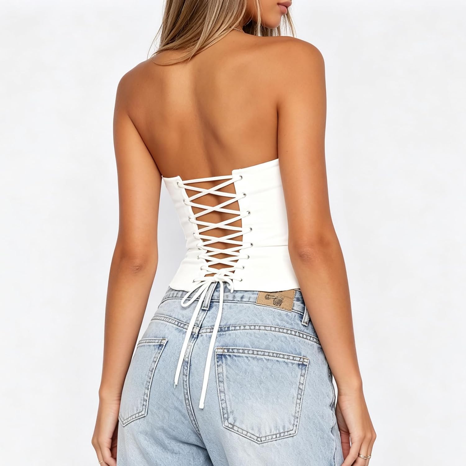 SOOKABEILA White Lace Up Corset Top — image 4