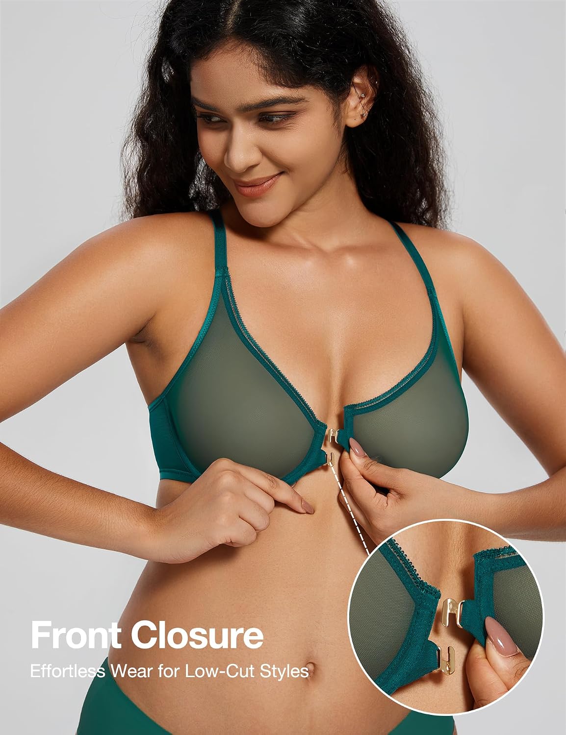 Deyllo Front Closure Sheer Underwire Bra — image 2