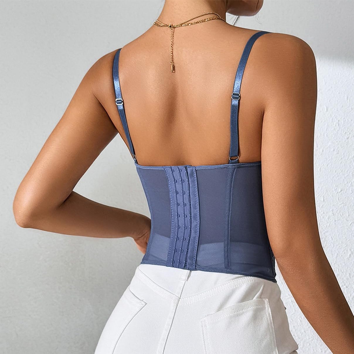 YCBENYANG Women's Lace Corset Spaghetti Strap Top — image 4