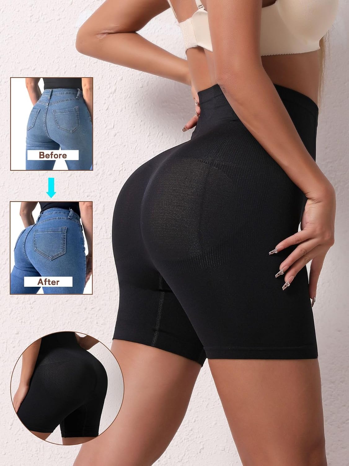 High Waisted Tummy Control Body Shaper Shorts — image 2