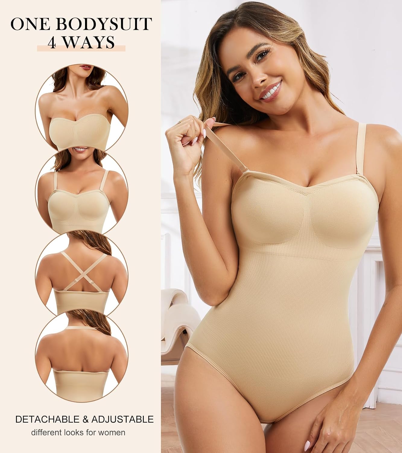 Miguofan Strapless Shapewear Bodysuit with Built-In Bra — image 3
