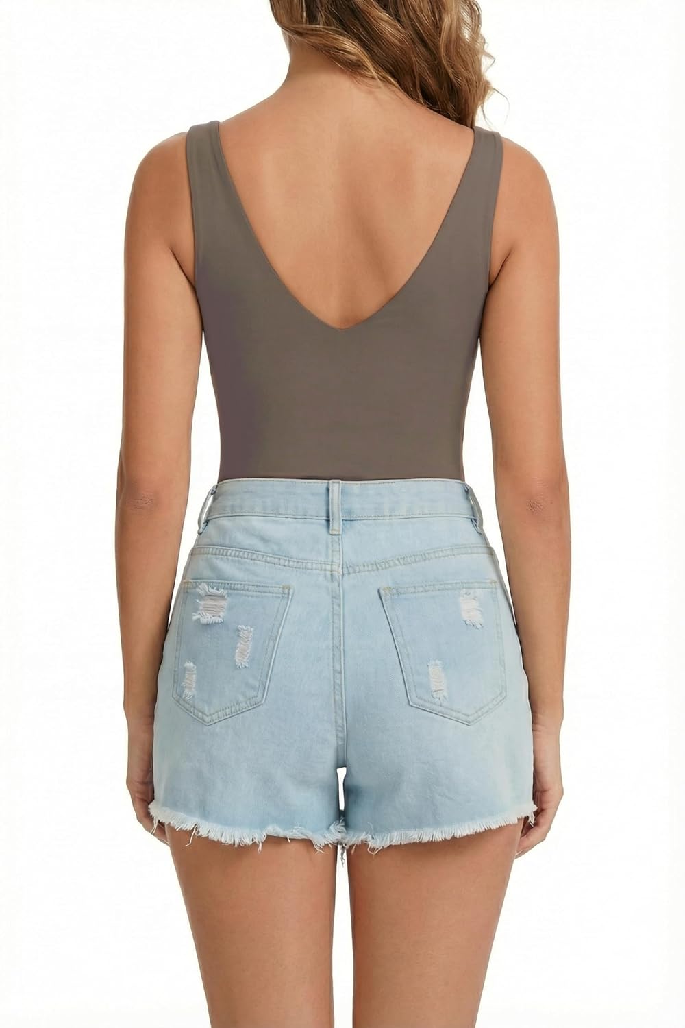VEXELEA Women's Plunge V Neck Backless Bodysuit — image 2
