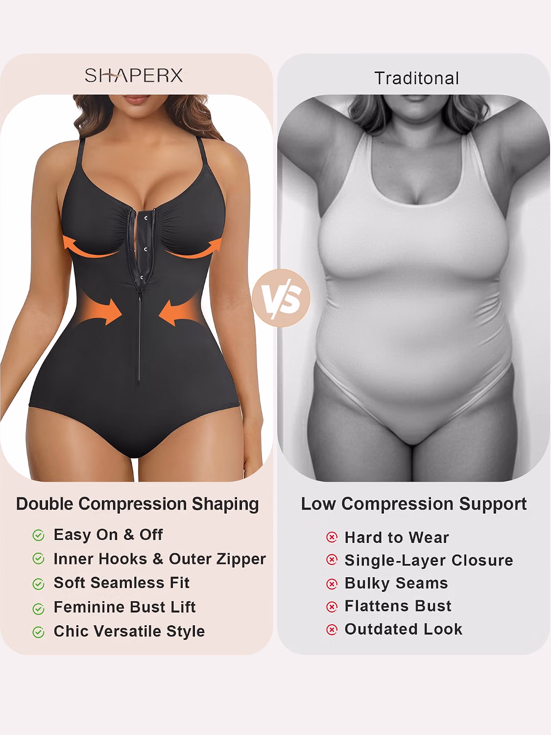 SHAPERX Seamless Zip-Up Tummy Control Bodysuit — image 3