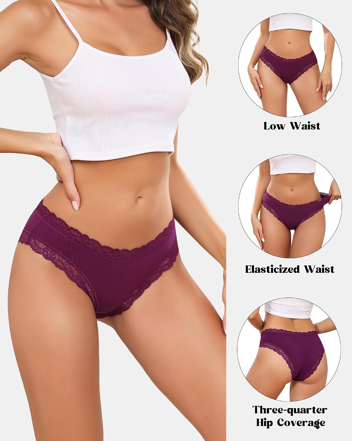 Aijolen Women's Cheeky Lace Bikini 6-Pack — image 4