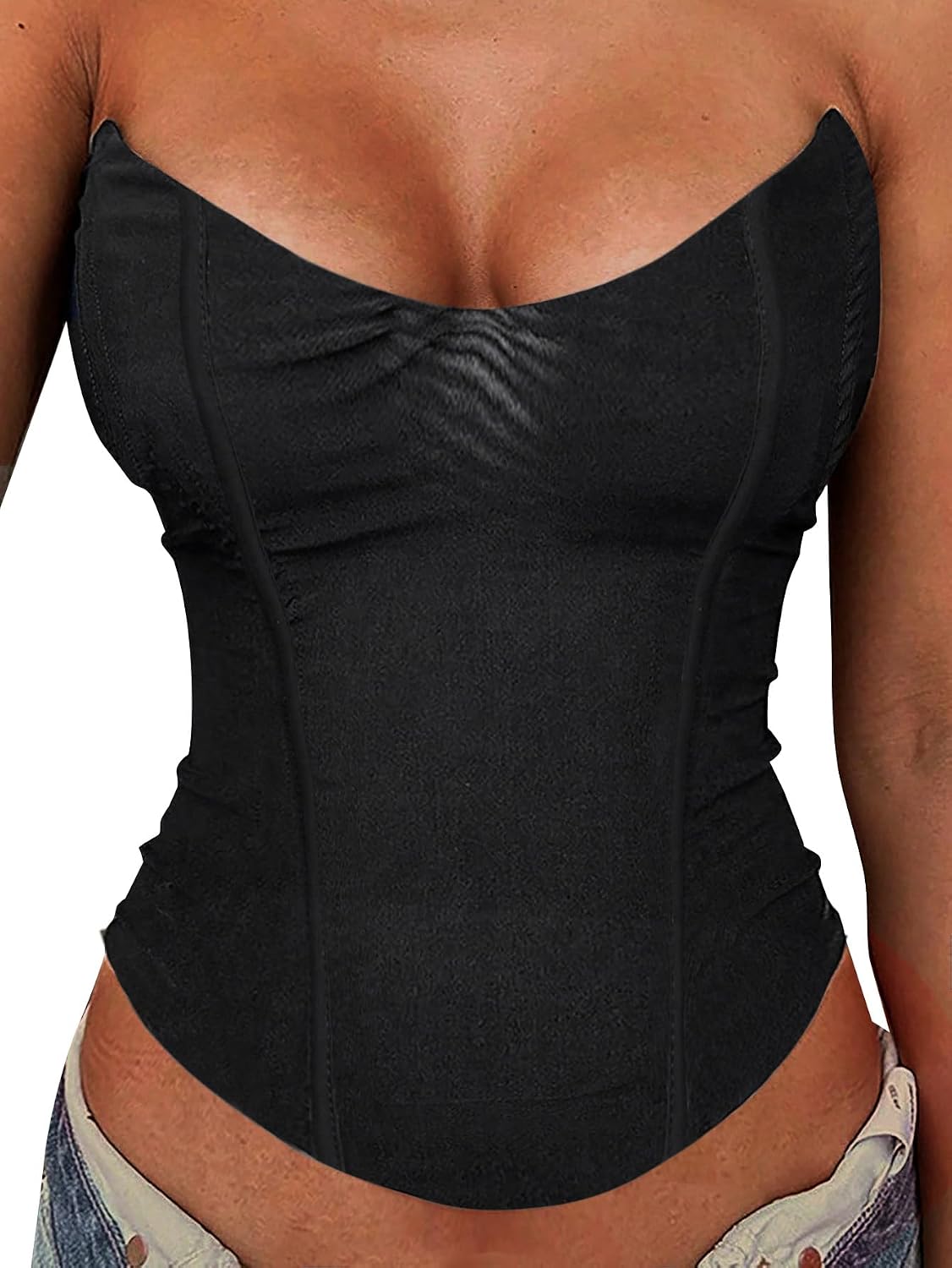 LovelyWholesale Mesh Corset Bustier Top
