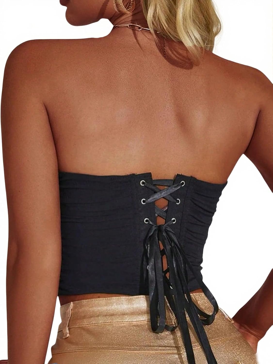 LovelyWholesale Women's Strapless Mesh Corset Bustier Top — image 2