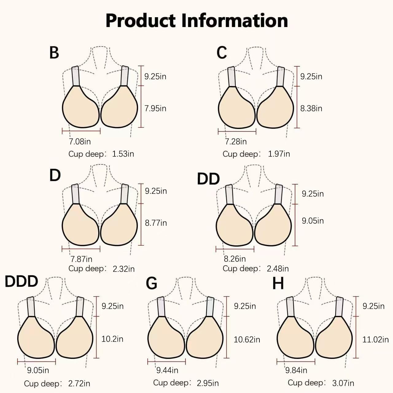 Jcvine Sticky Adhesive Strapless Bra for Large Busts — image 2