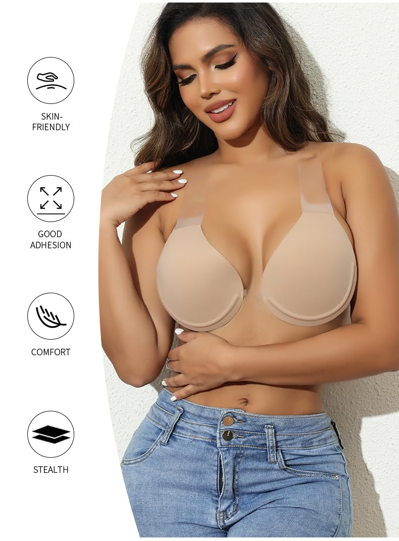 Jcvine Sticky Adhesive Strapless Bra for Large Busts — image 3