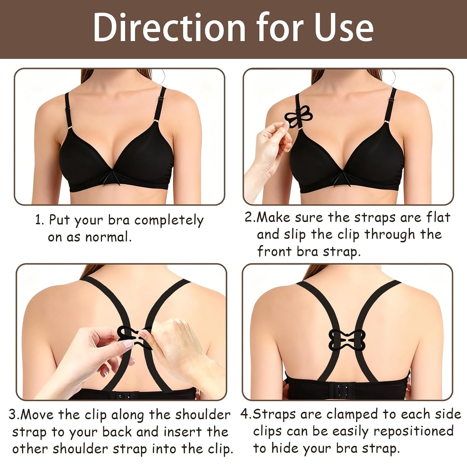 SHEHARUHI Bra Strap Clips Elastic Anti-Slip Set — image 4