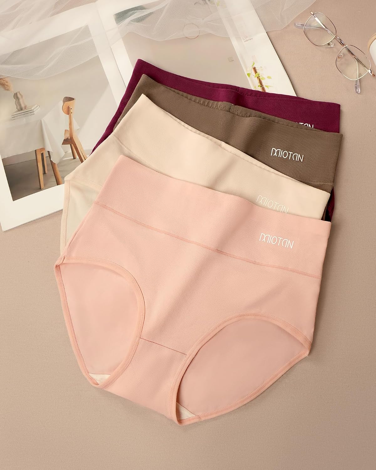 MIOTAN Women's High Waisted Cotton Underwear 4 Pack — image 3
