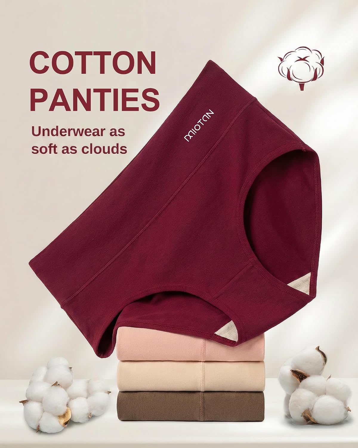 MIOTAN Women's High Waisted Cotton Underwear 4 Pack — image 6