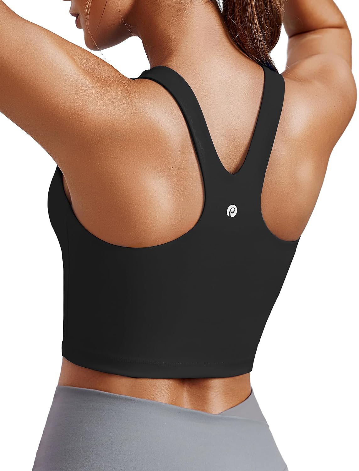 PINSPARK Women's High Neck Racerback Sports Bra Crop Top