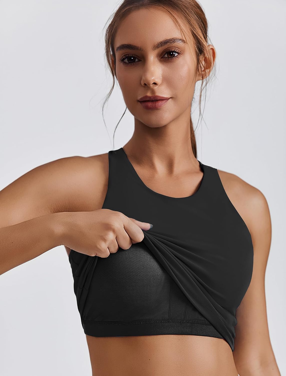 PINSPARK Women's High Neck Racerback Sports Bra Crop Top — image 4