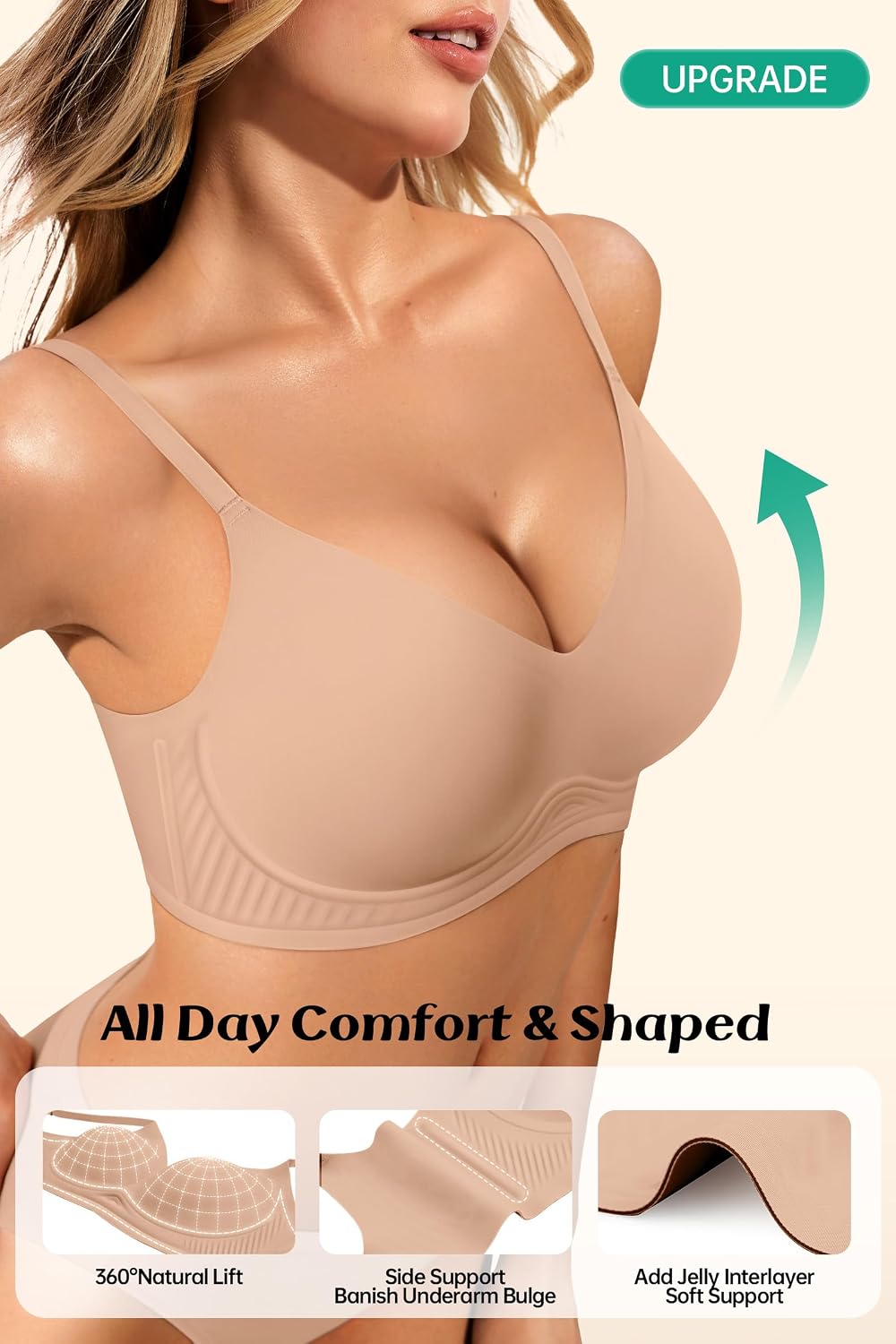 LetsJoli Women's Wireless Seamless Push Up Bra — image 2