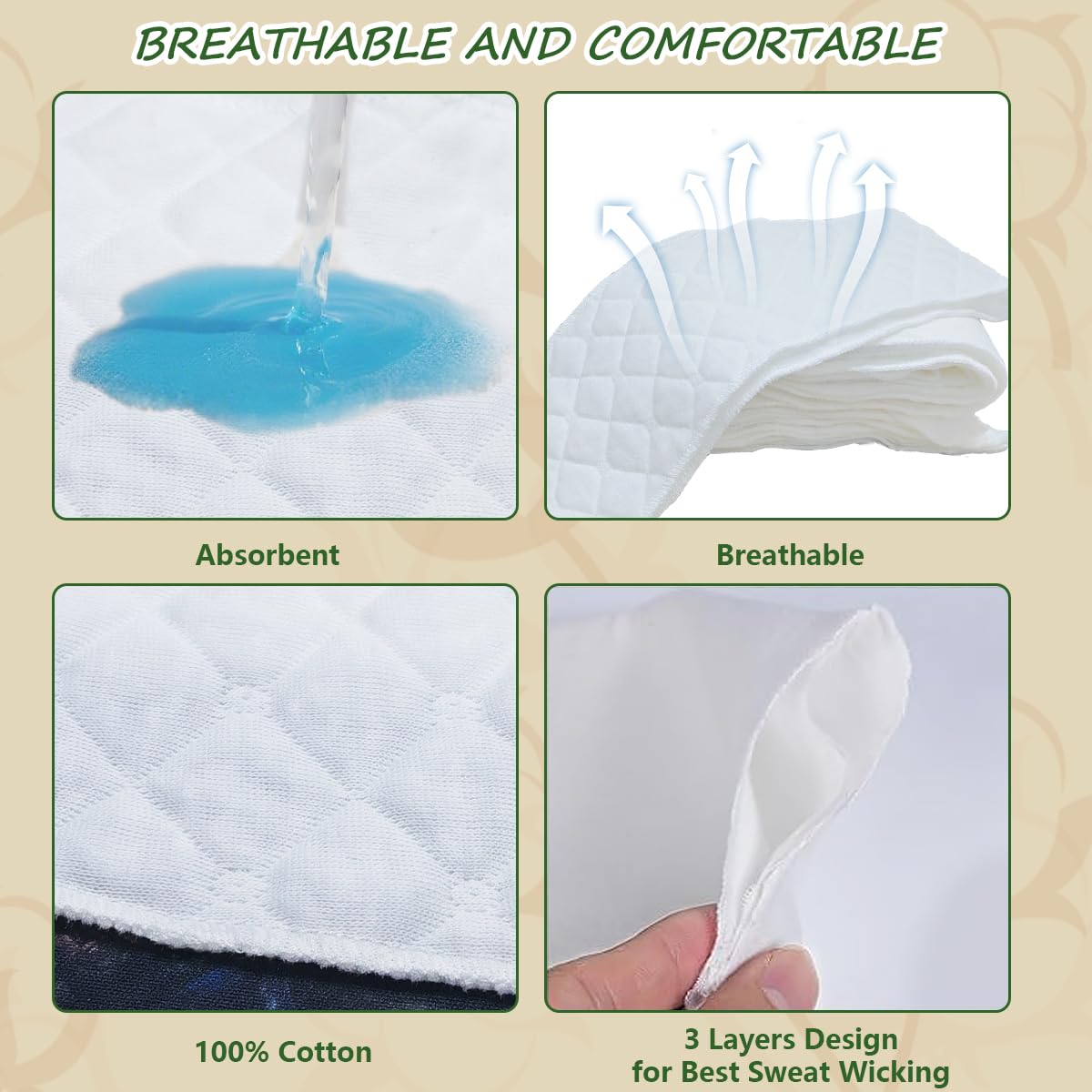 Nexstron 16-Pack Reusable Cotton Sweat Liners — image 7