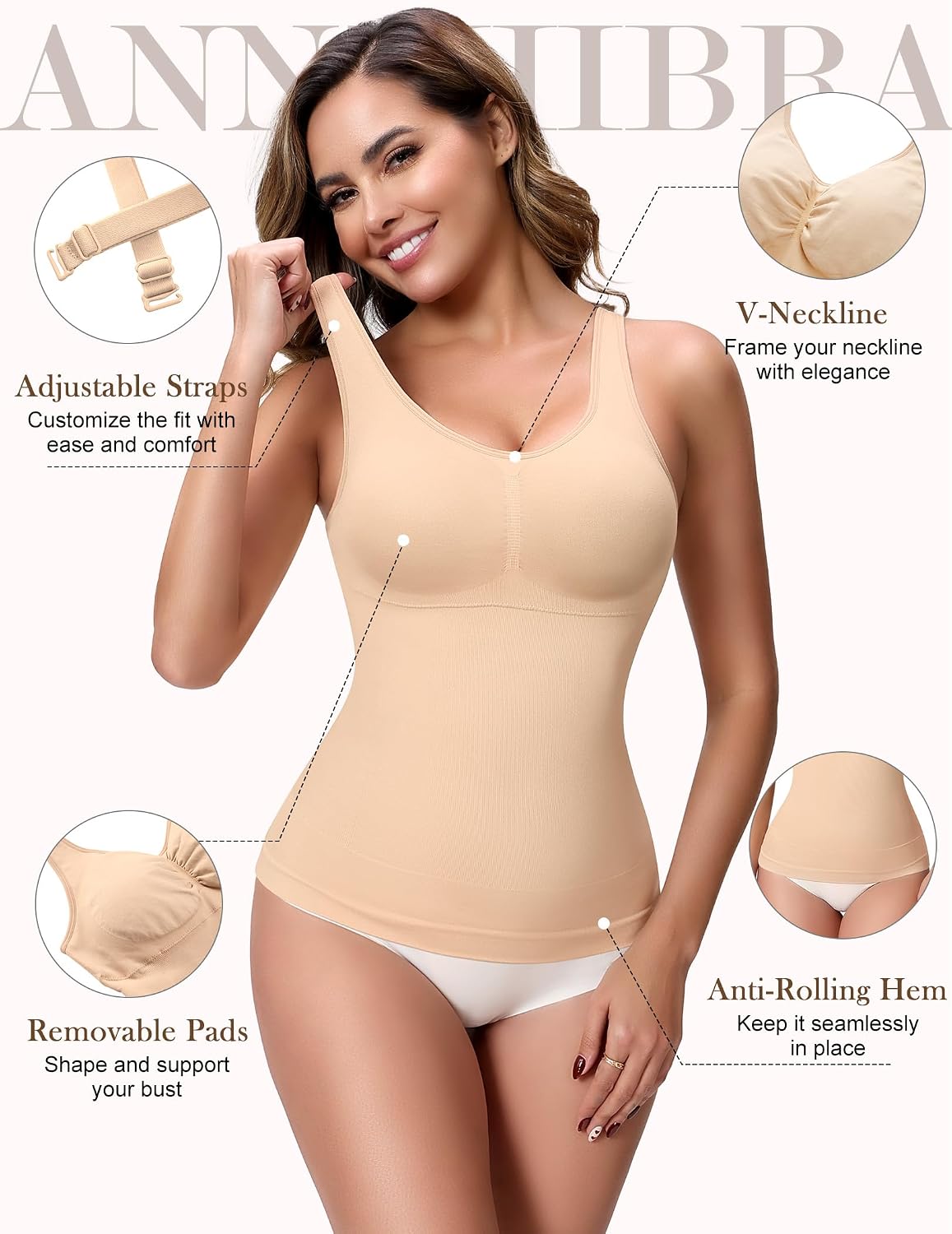 ANNZHIBRA Seamless Shapewear Camisole with Built-in Bra — image 4