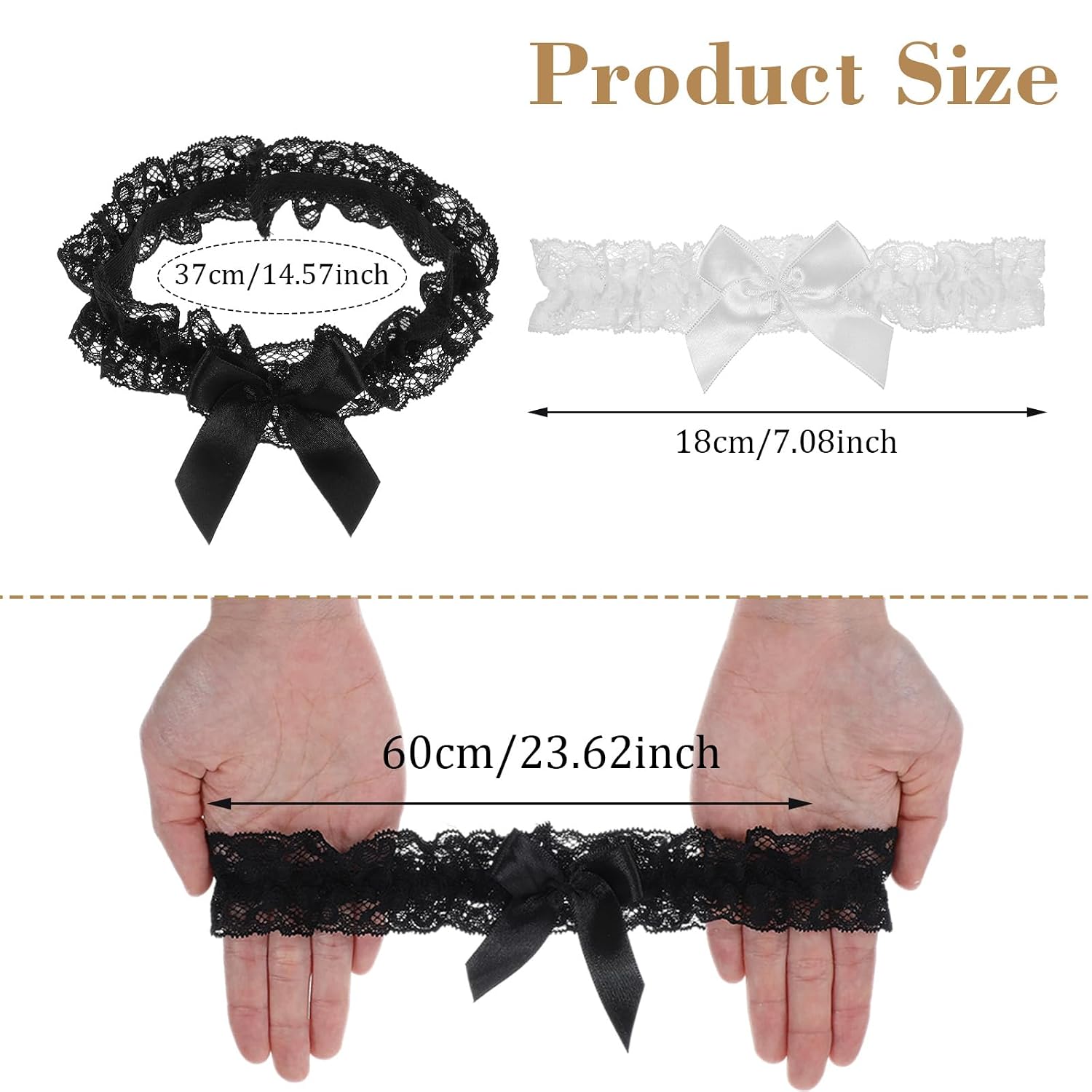 Elegaperma Black & White Lace Bridal Garters Set — image 3