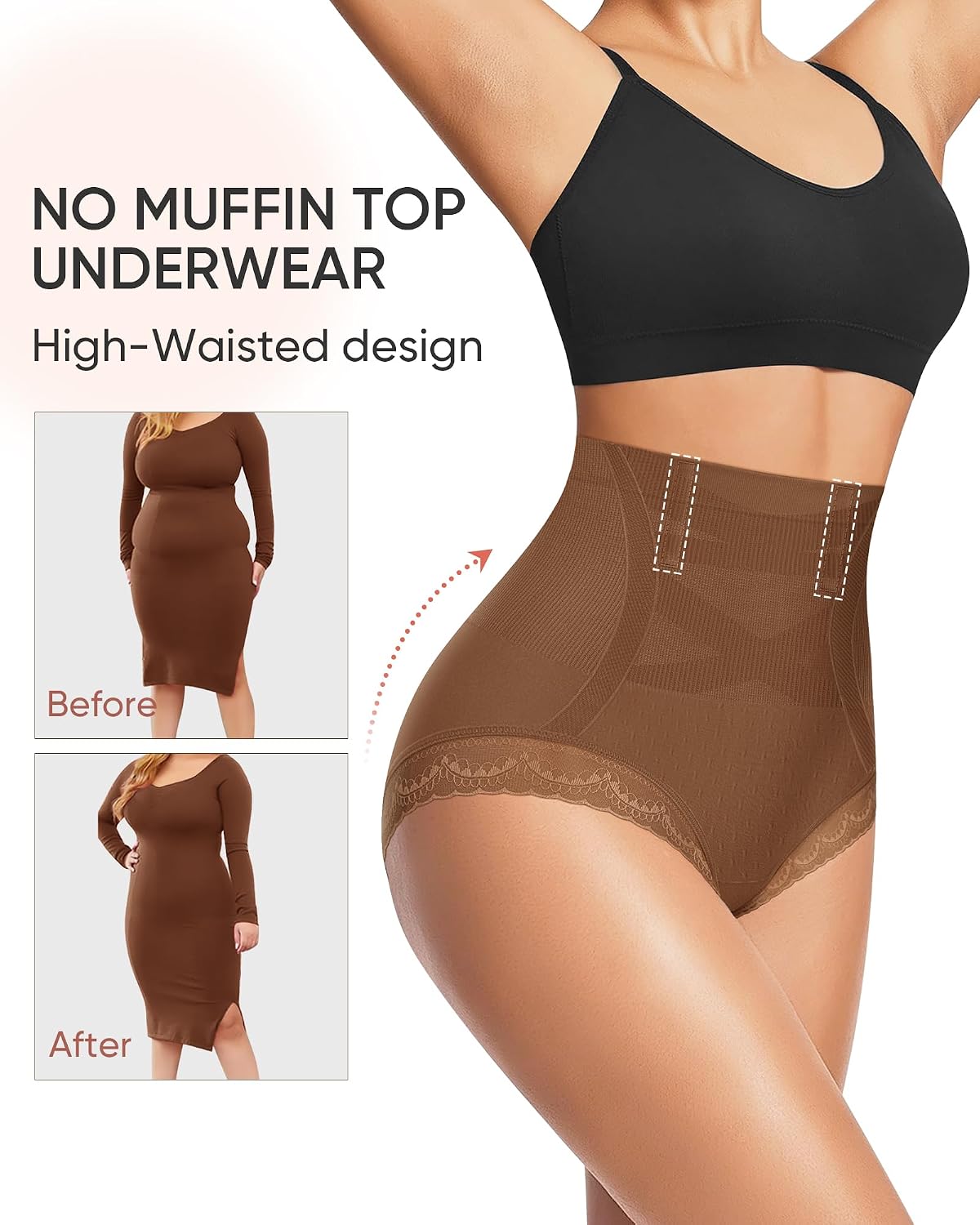 MIOTAN High Waisted Tummy Control Panties 4 Pack — image 3