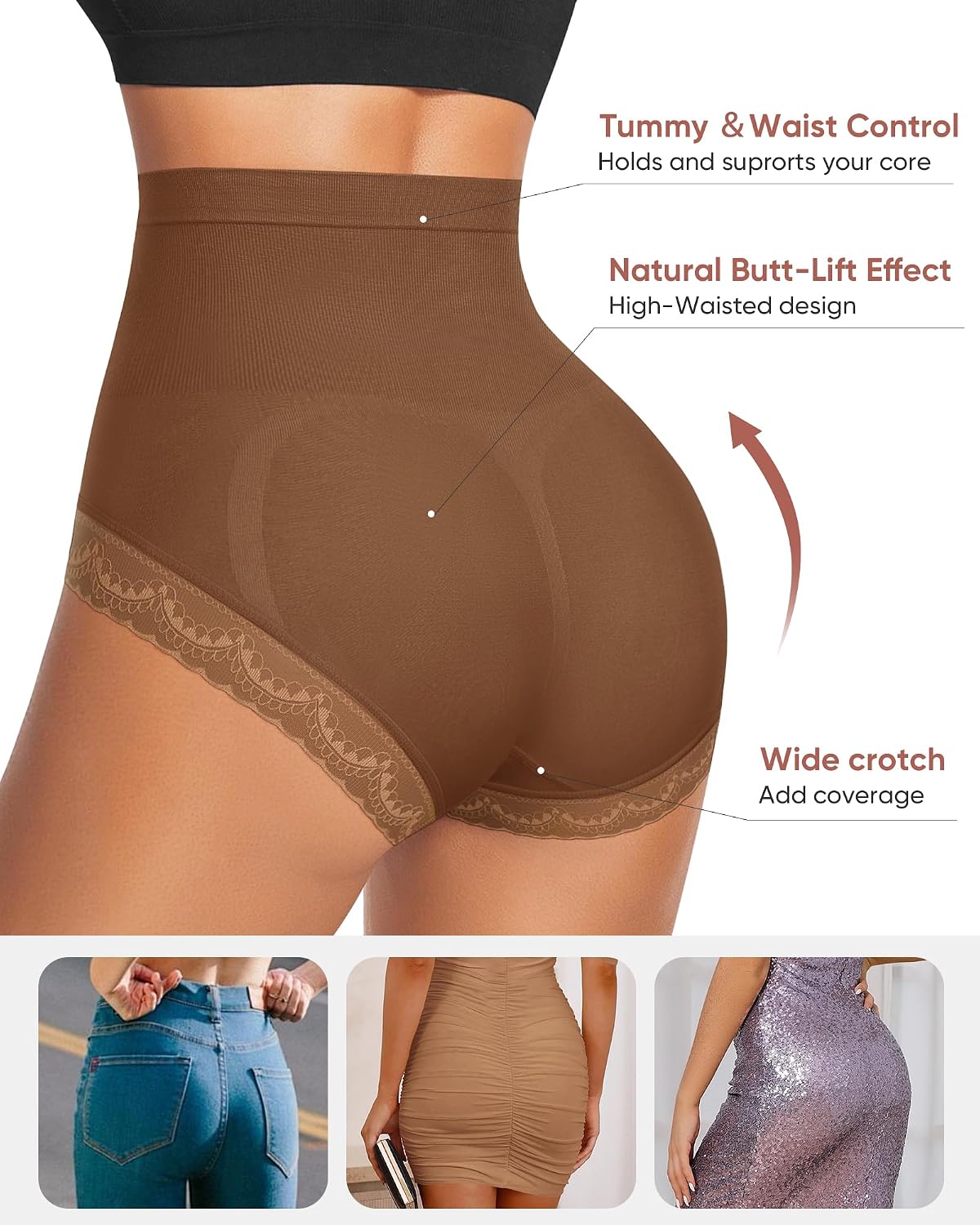 MIOTAN High Waisted Tummy Control Panties 4 Pack — image 4