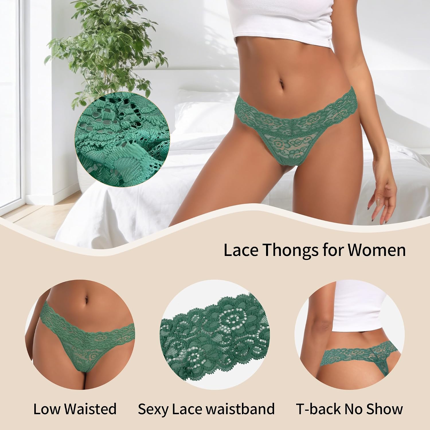 MINFOYUN Cotton Lace Thongs for Women 10-Pack — image 3