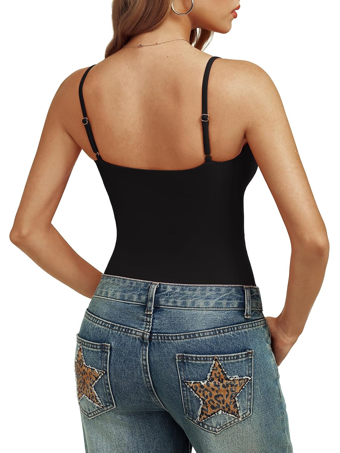 REORIA Women's Cami Bodysuit with Built-In Bra — image 4