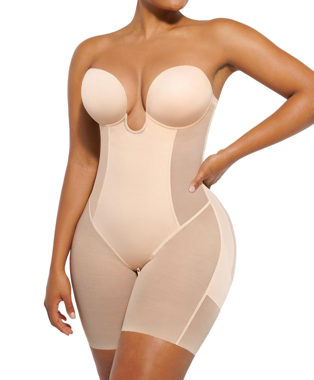 SHAPELLX Strapless Tummy Control Shapewear Bodysuit