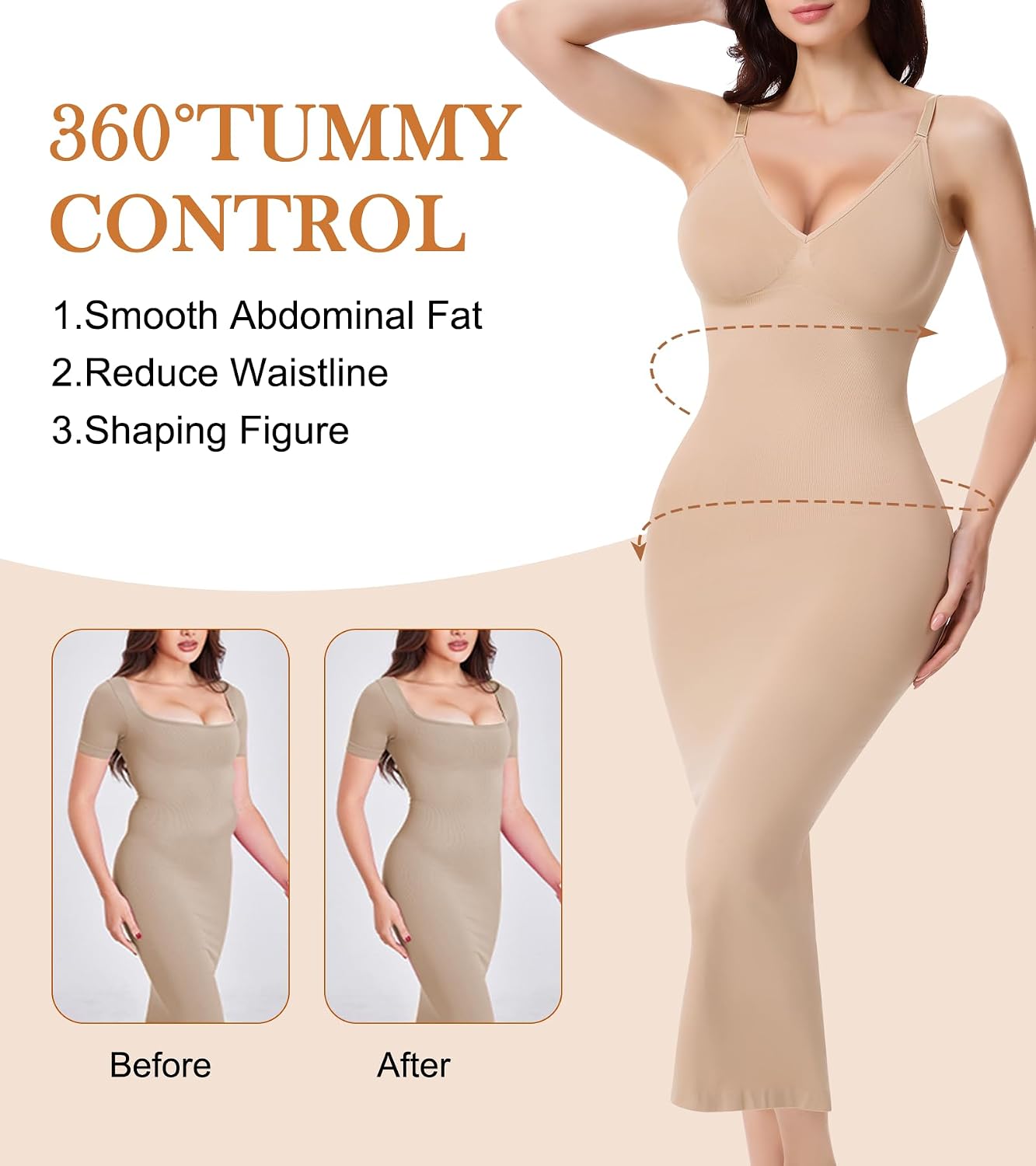 Ciksob V-Neck Seamless Shapewear Slip for Women — image 3