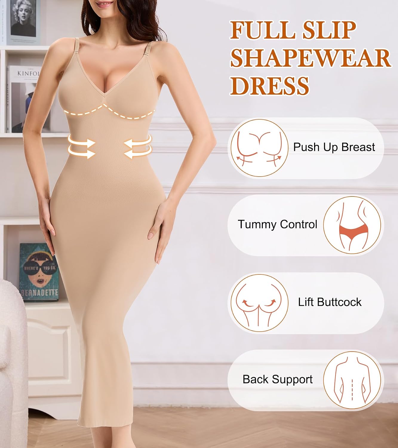 Ciksob V-Neck Seamless Shapewear Slip for Women — image 4