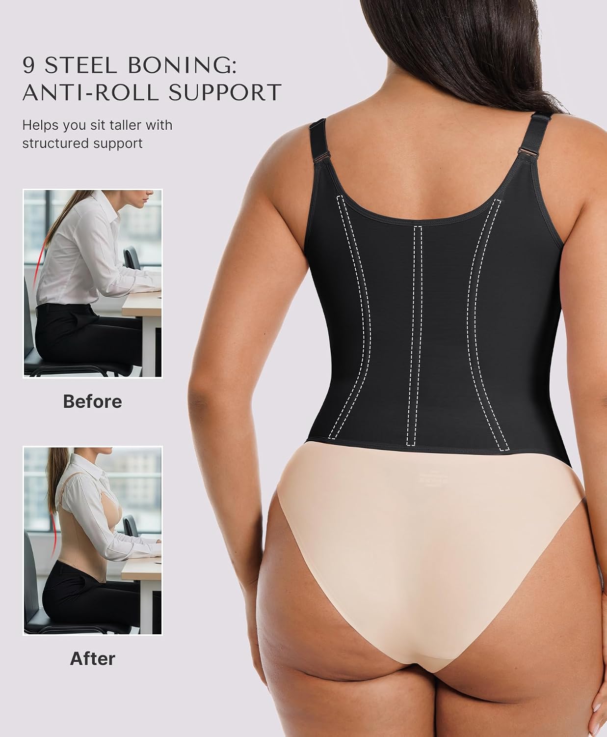 SHAPELLX Black Zipper Waist Trainer Corset Top — image 5