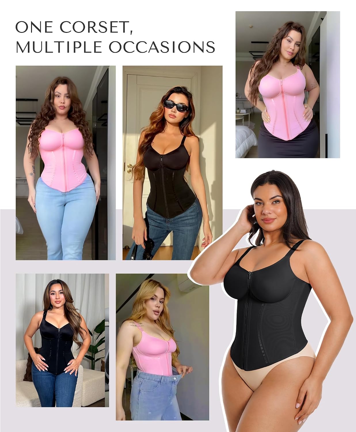 SHAPELLX Black Zipper Waist Trainer Corset Top — image 6