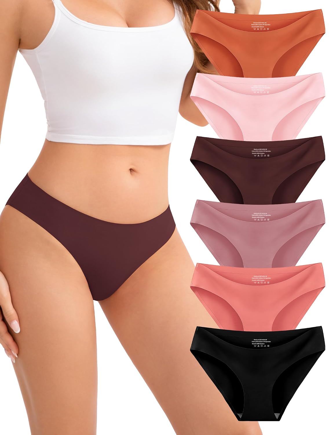 Seamless No Show Bikini Panties 6-Pack