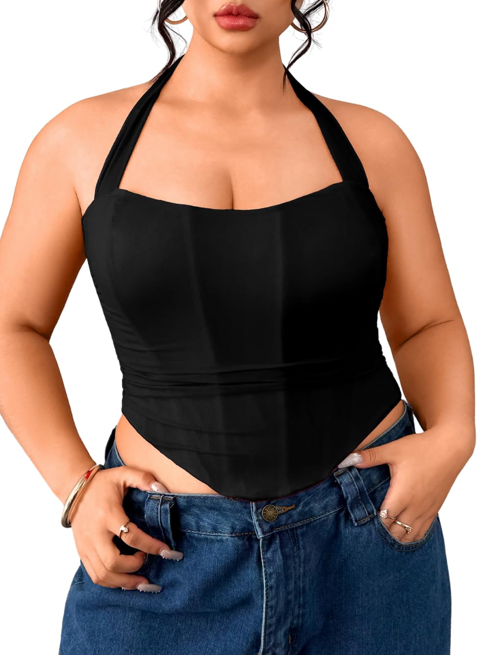 ChiaoLezhee Plus Size Halter Boned Corset