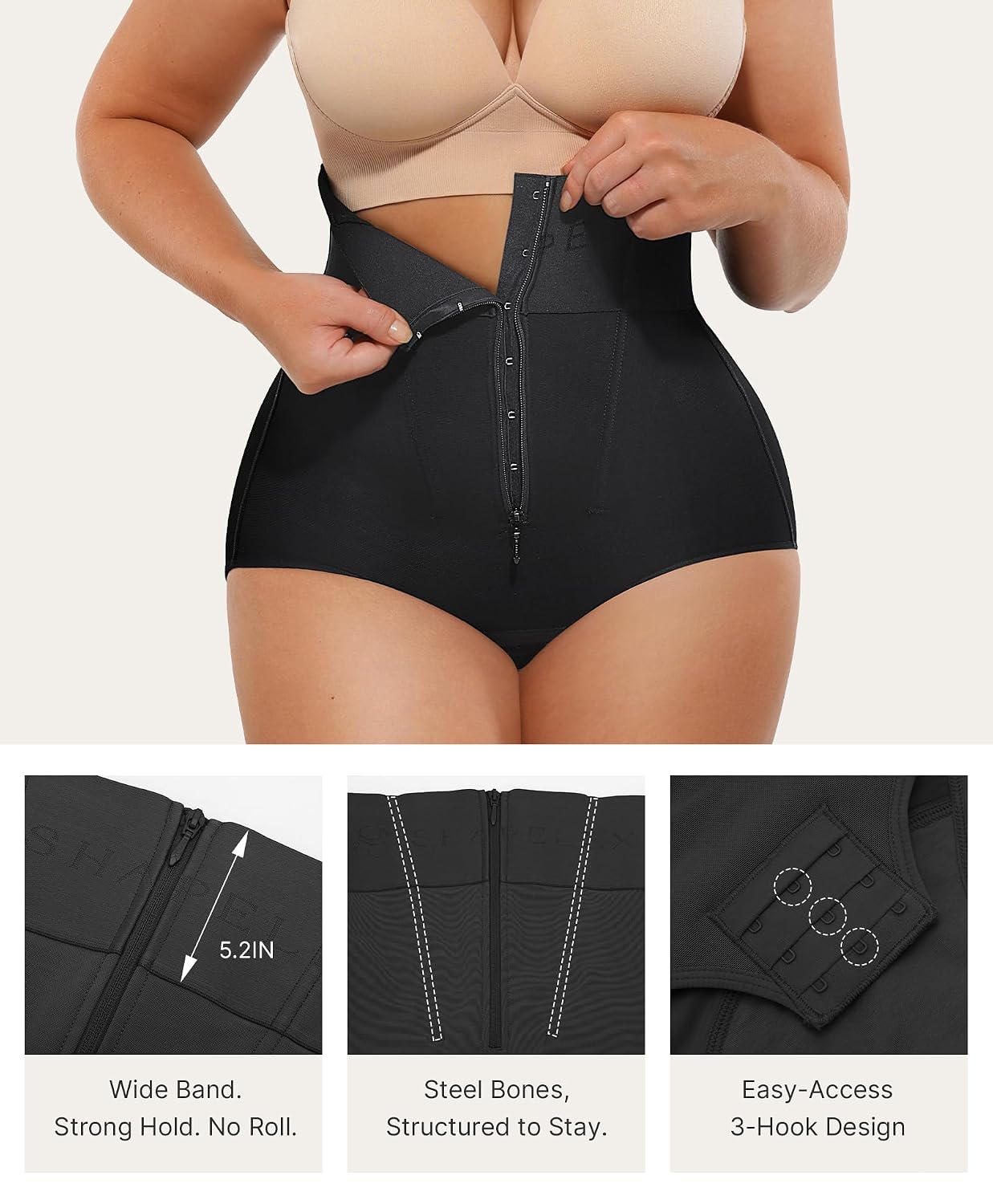 SHAPELLX High Waist Tummy Control Shapewear with Zipper — image 4