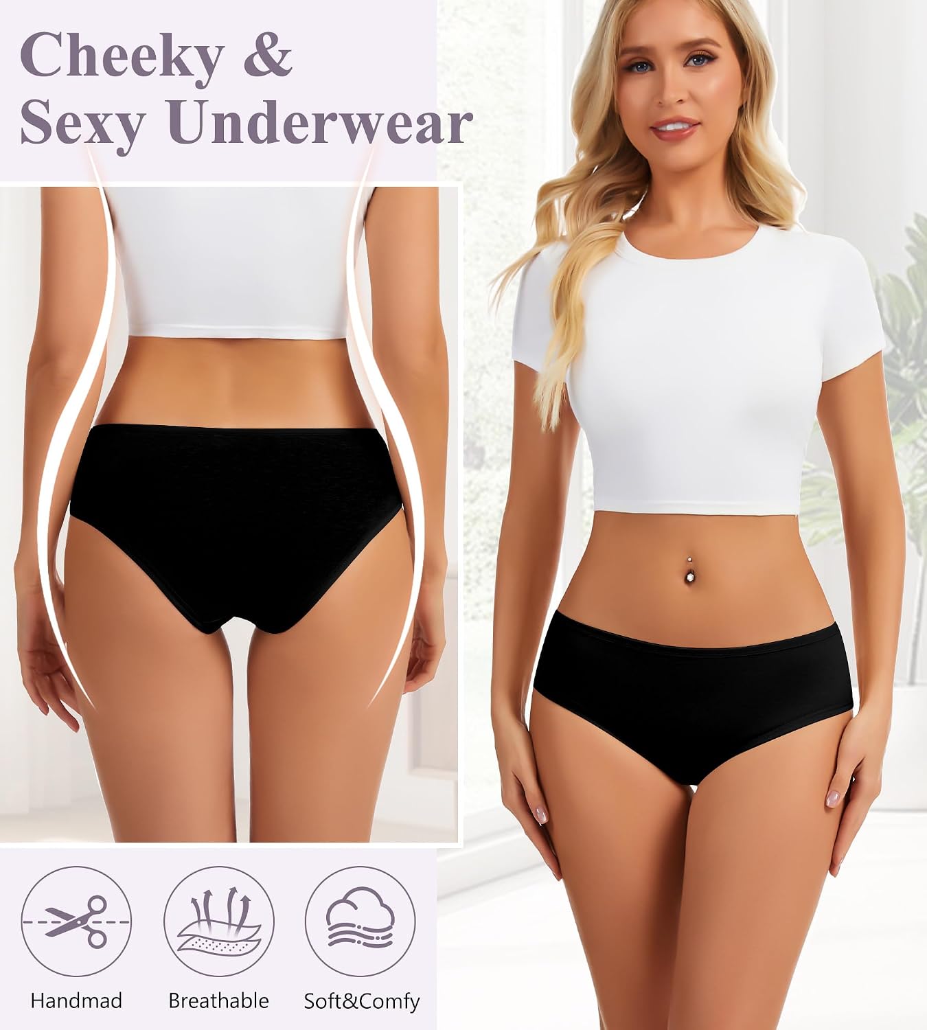 dmuveo Women's Cotton Low Rise Bikini Panties Multipack — image 3