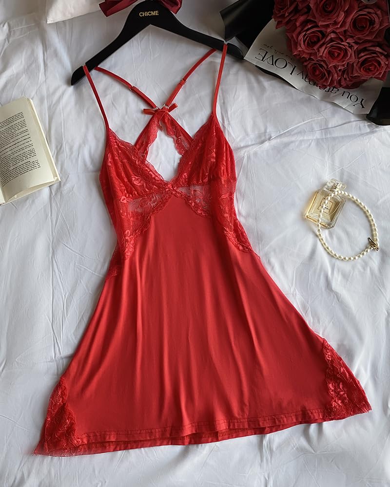 CHICME Lace Chemise Side Slit Nightgown — image 5