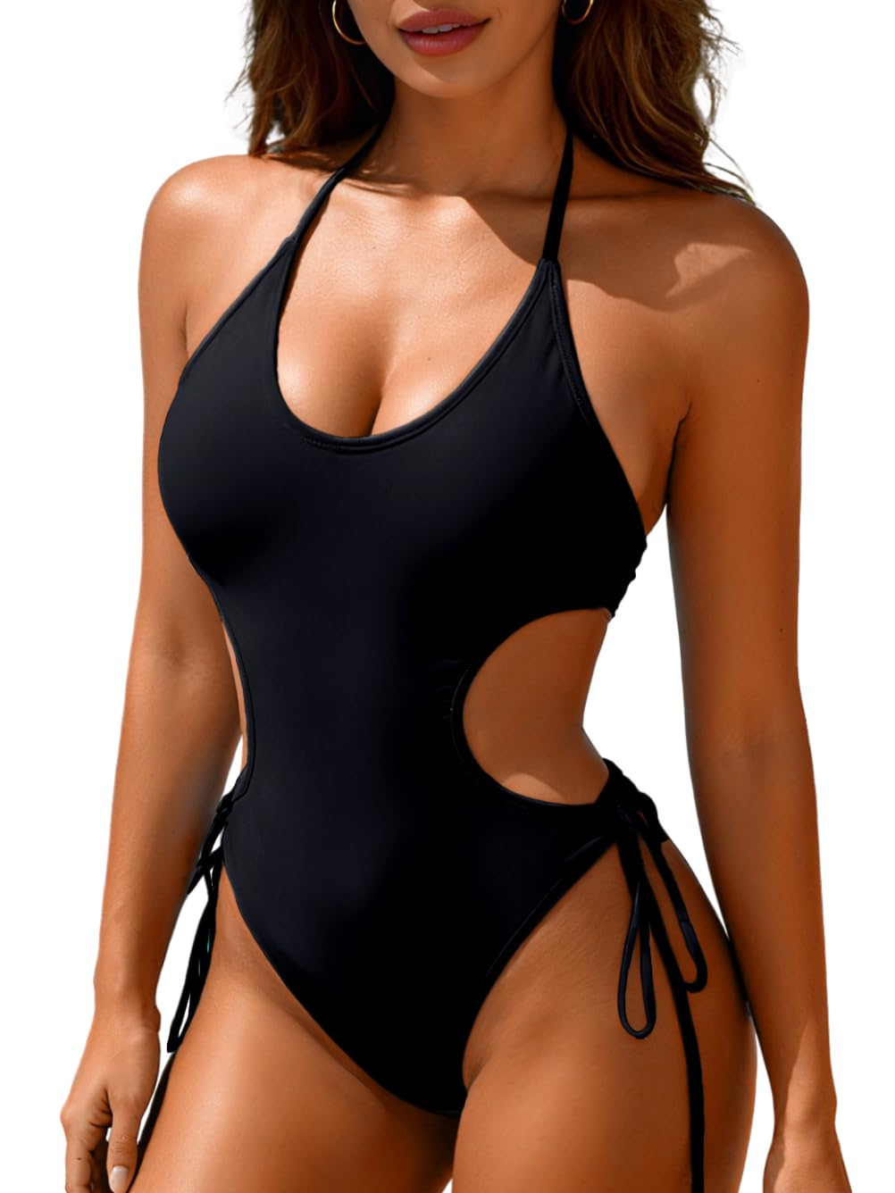 ChiaoLezhee Halter Cut-Out Monokini Swimsuit