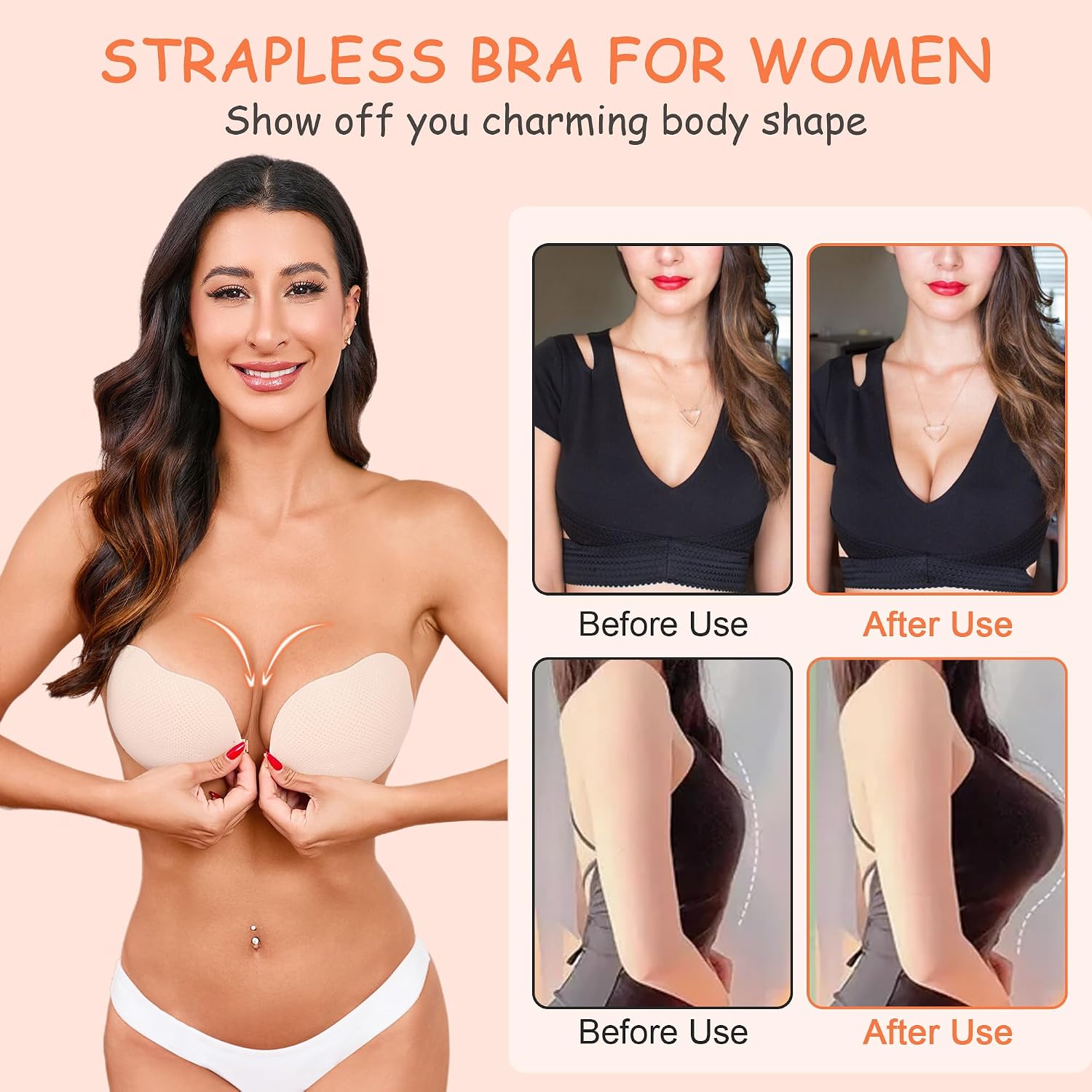 Hioffer Women Strapless Adhesive Push Up Bra — image 2