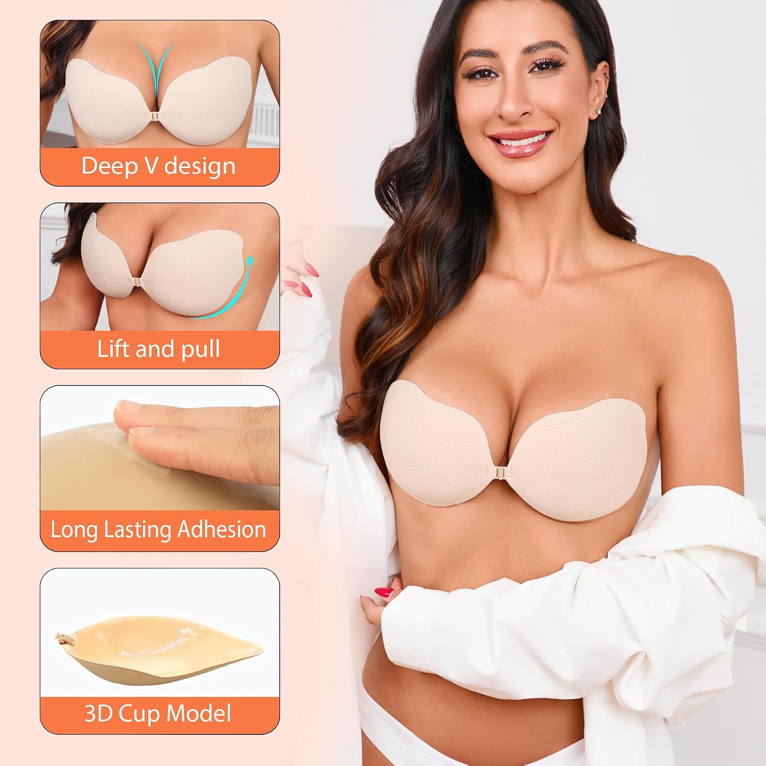Hioffer Women Strapless Adhesive Push Up Bra — image 3