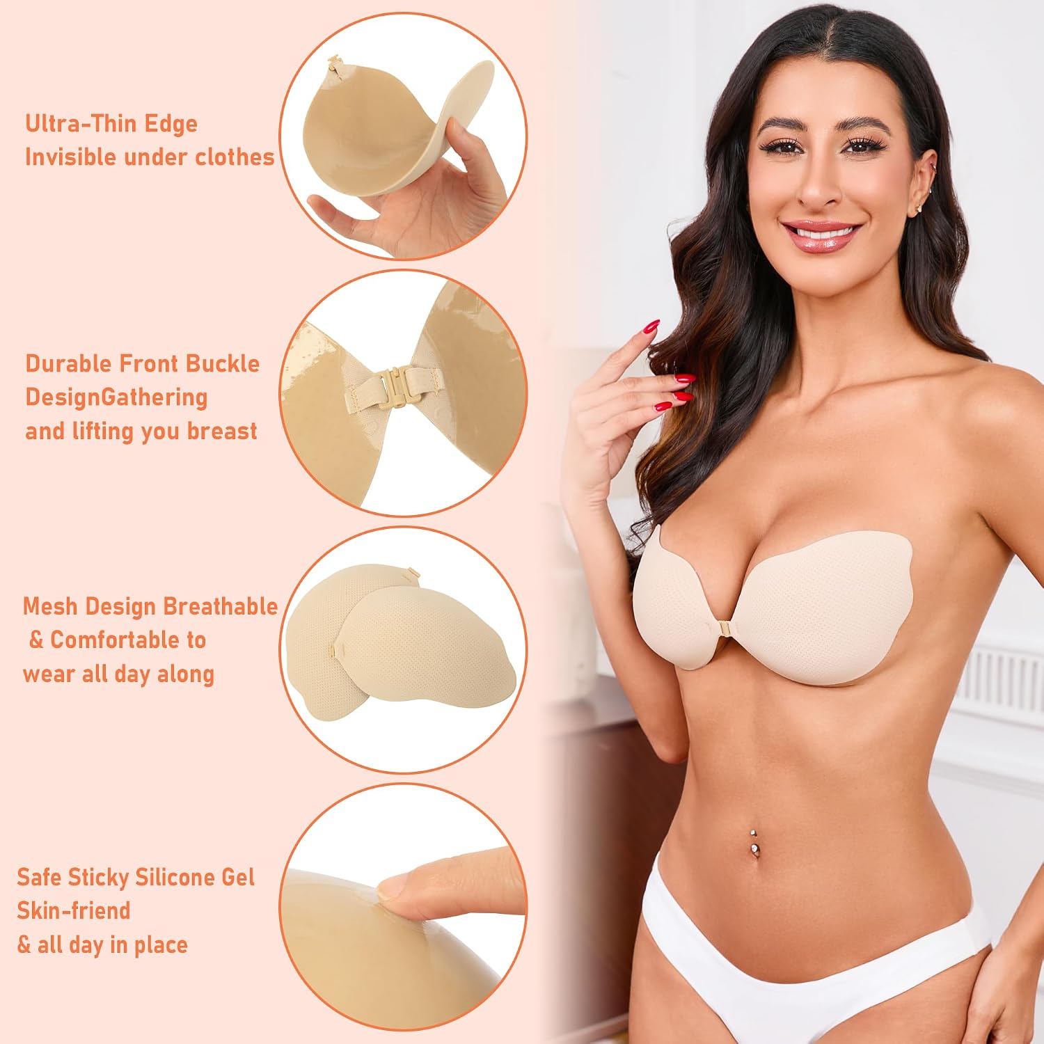 Hioffer Women Strapless Adhesive Push Up Bra — image 4
