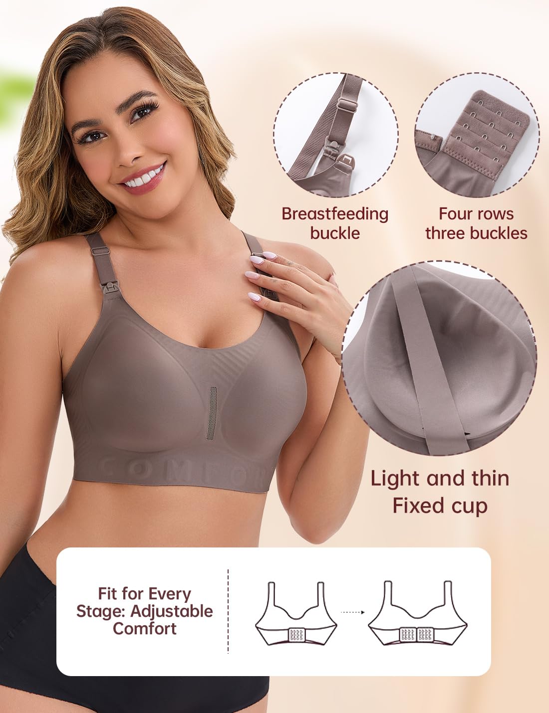 LZYUNIZ Seamless Wireless Nursing Bra with Extender — image 4